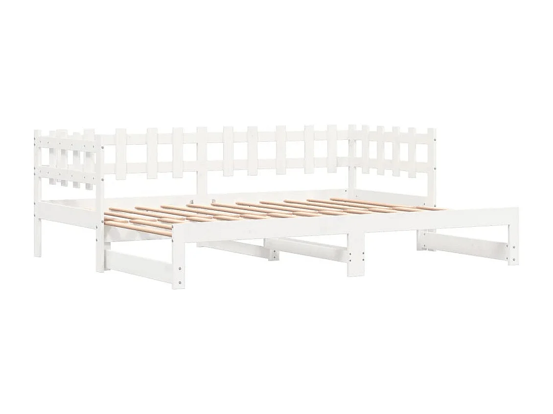 Lit gigogne Blanc 2x(80x200) cm Bois de pin massif HOQW73171