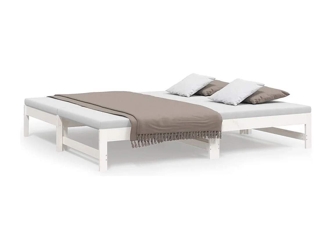 Lit gigogne Blanc 2x(75x190) cm Bois de pin massif HOQW27256