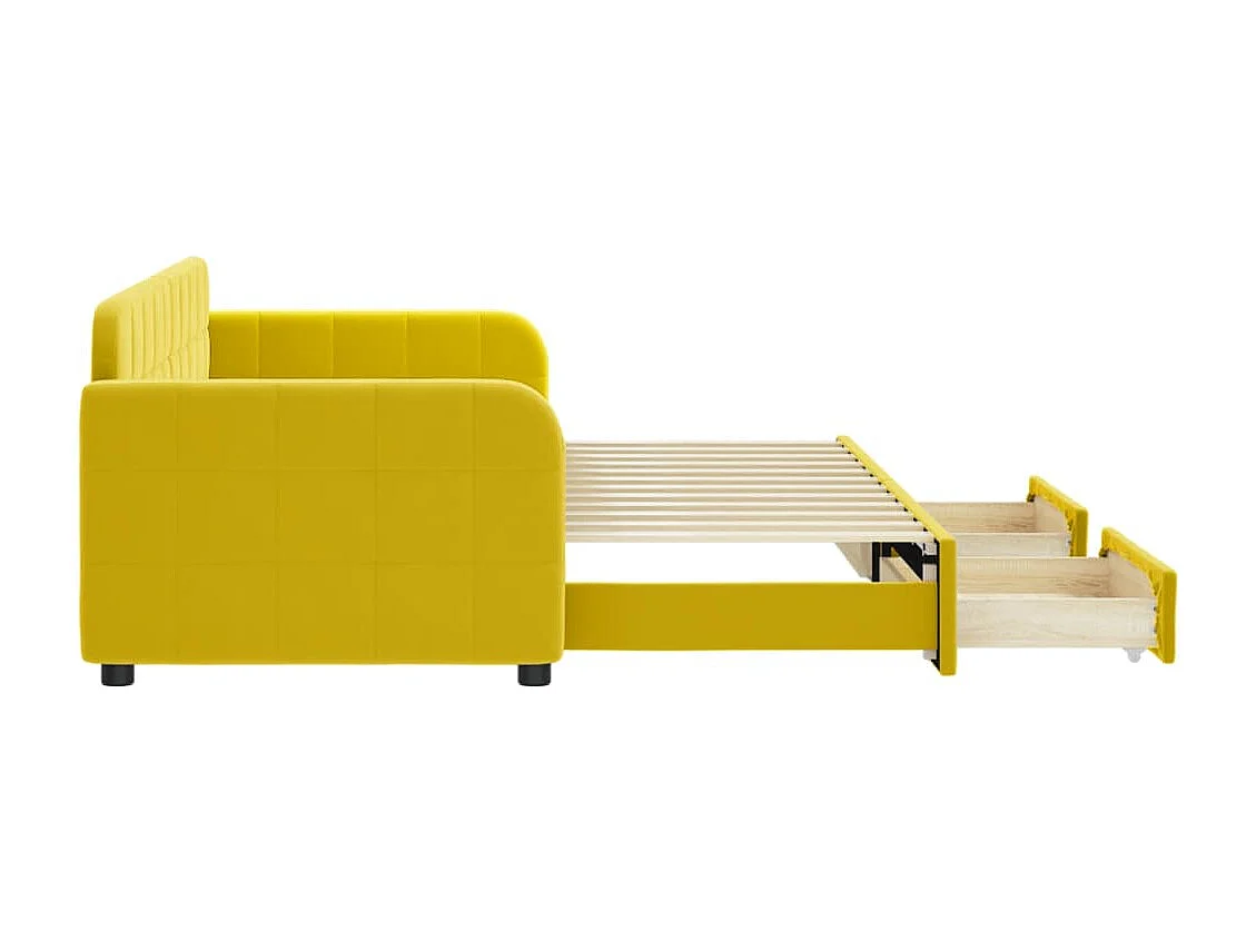 Lit gigogne et tiroirs jaune 80x200 cm velours WVGQ6065