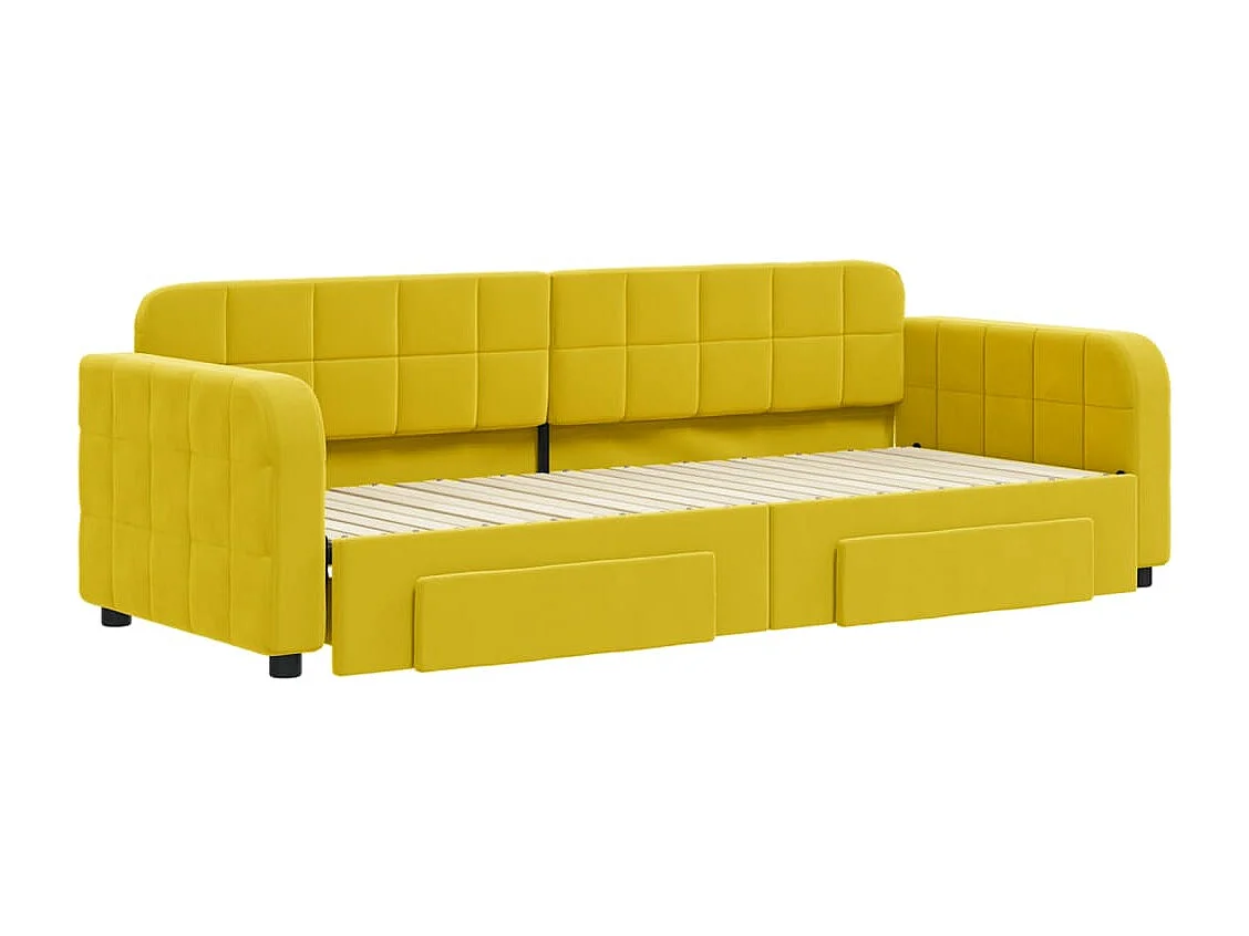 Lit gigogne et tiroirs jaune 80x200 cm velours WVGQ6065