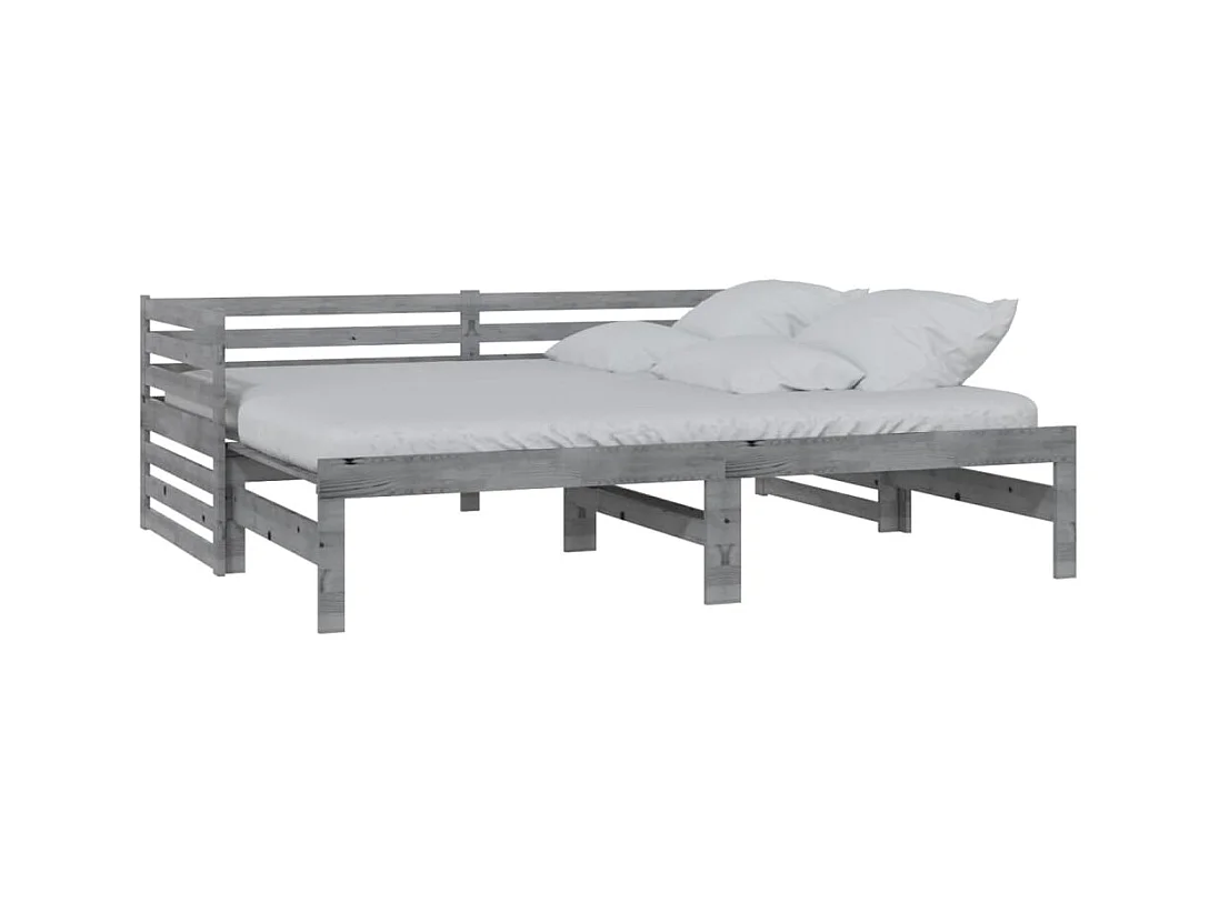 Tagesbett Ausziehbar,Ausziehbett Grau Kiefer Massivholz 2x(90x200) cm -gkd25028