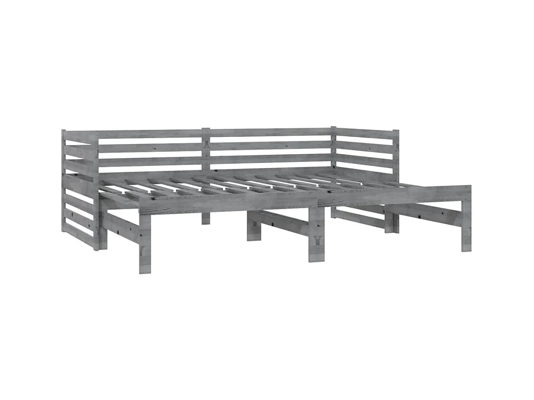 Tagesbett Ausziehbar,Ausziehbett Grau Kiefer Massivholz 2x(90x200) cm -gkd25028