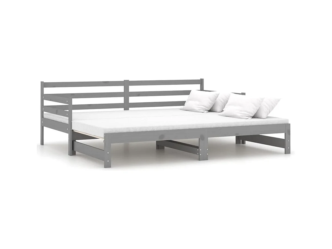 Tagesbett Ausziehbar,Ausziehbett Grau Massivholz Kiefer 2x(90x200) cm -gkd86362