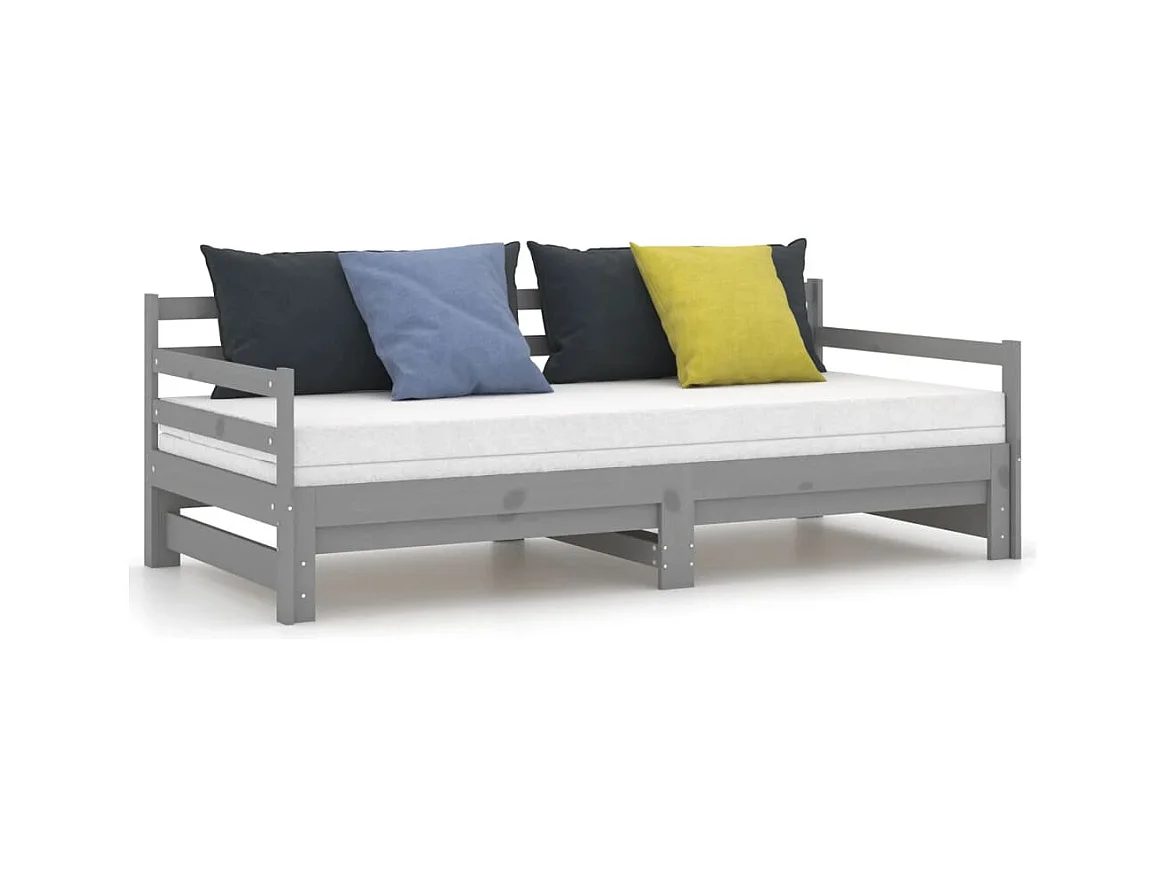 Tagesbett Ausziehbar,Ausziehbett Grau Massivholz Kiefer 2x(90x200) cm -gkd86362
