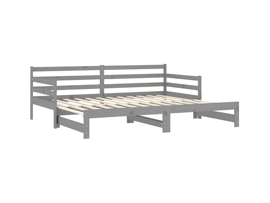 Tagesbett Ausziehbar,Ausziehbett Grau Massivholz Kiefer 2x(90x200) cm -gkd86362