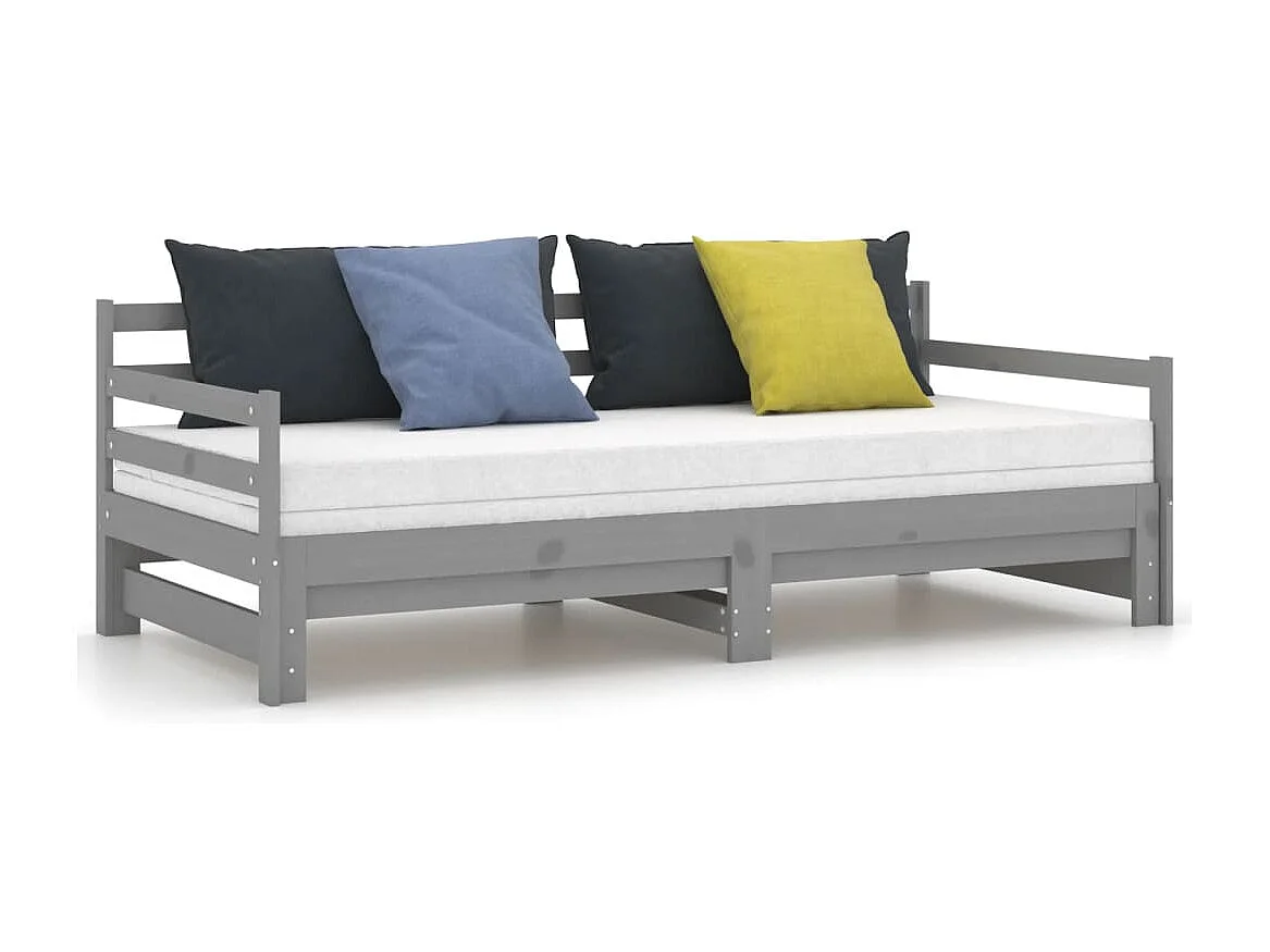 Cama nido - 90x200 cm extraíble madera maciza de pino gris ES39747