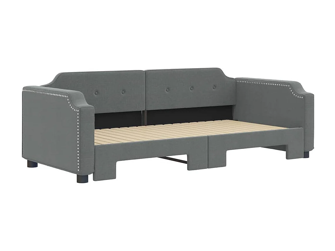 Lit gigogne gris foncé 90x190 cm tissu WVGQ7234