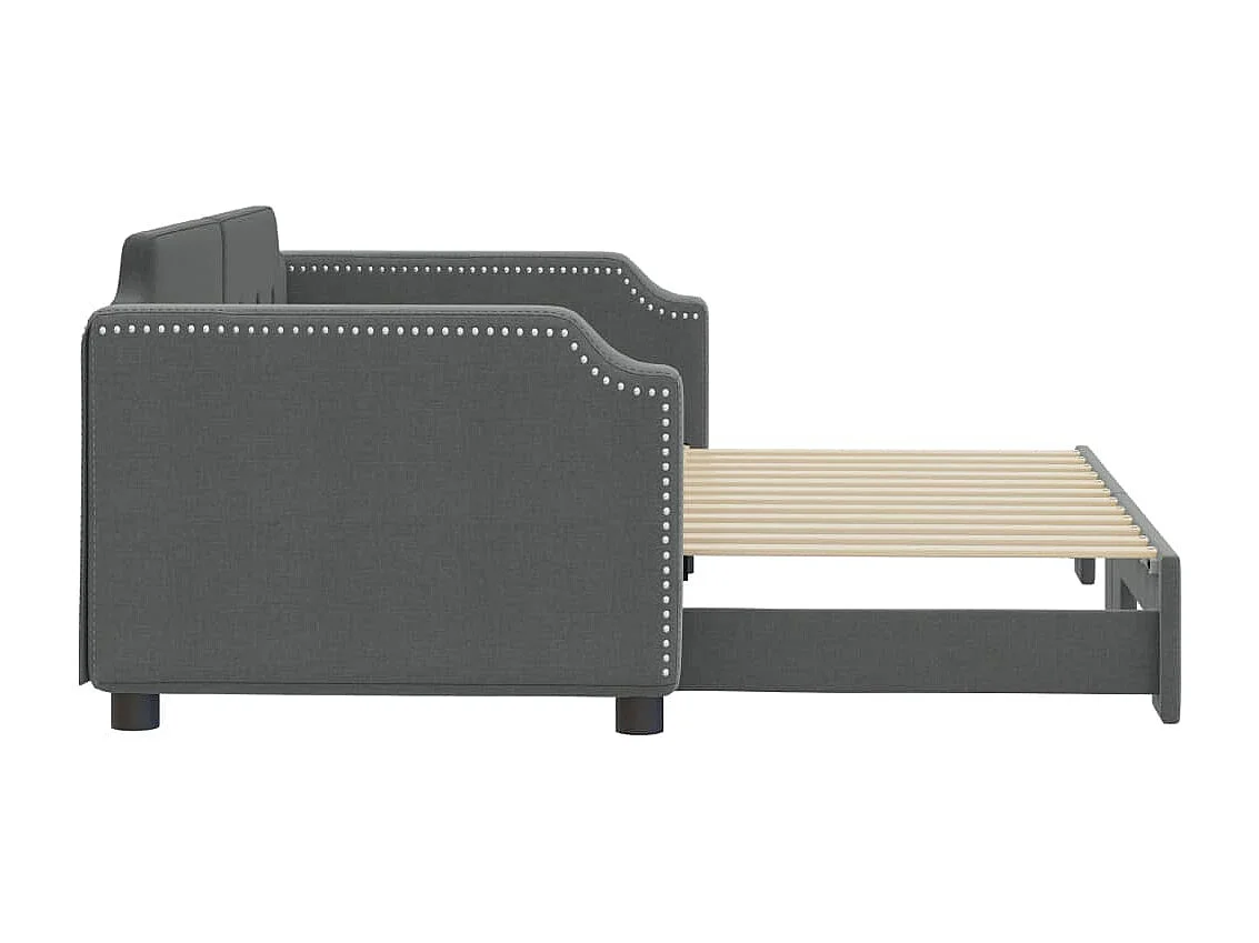 Lit gigogne gris foncé 90x190 cm tissu WVGQ7234