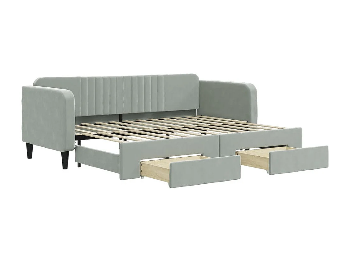 Cama dupla e gavetas 80x200 cm veludo cinzento-claro PT572335