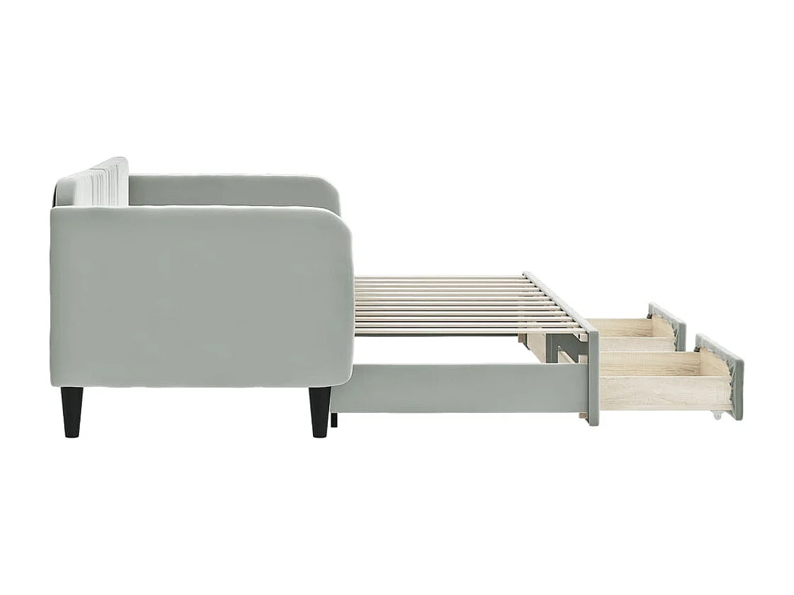 Cama dupla e gavetas 80x200 cm veludo cinzento-claro PT572335