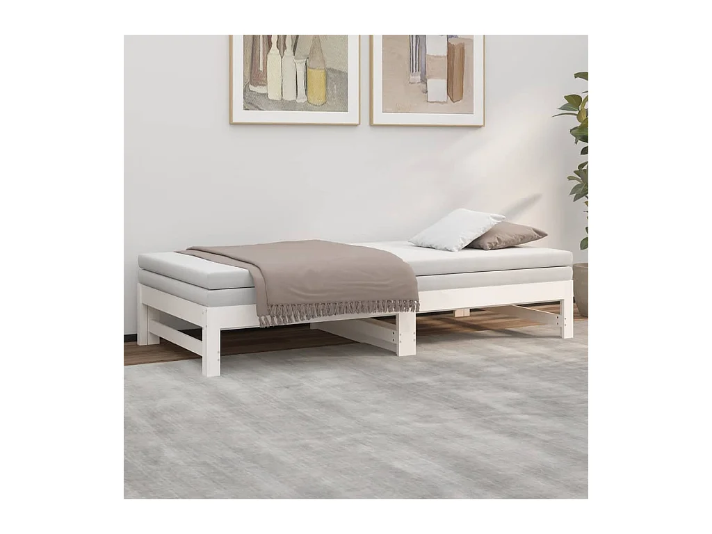 Cama nido - 90x190 cm extraíble madera maciza de pino blanco ES44673