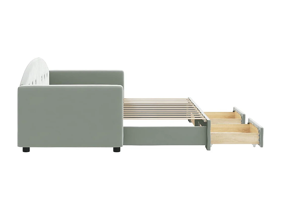 Sofá-cama 80x200 cm c/ gavetão e gavetas veludo cinzento-claro PT651612