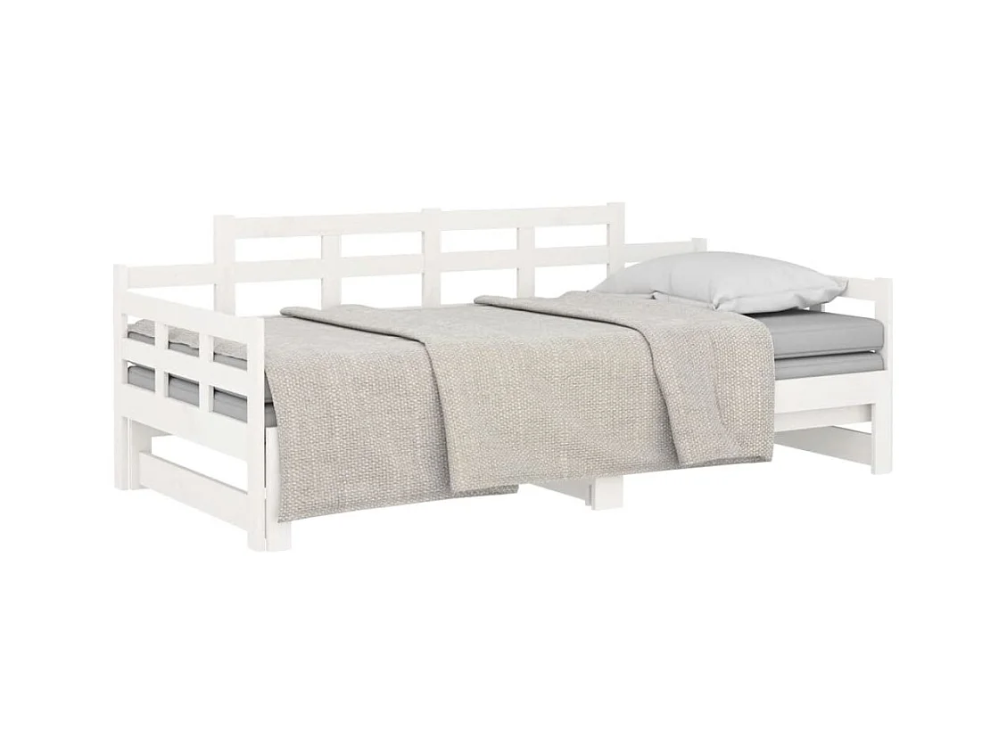 Cama dupla 2x(90x200) cm pinho maciço branco PT601690