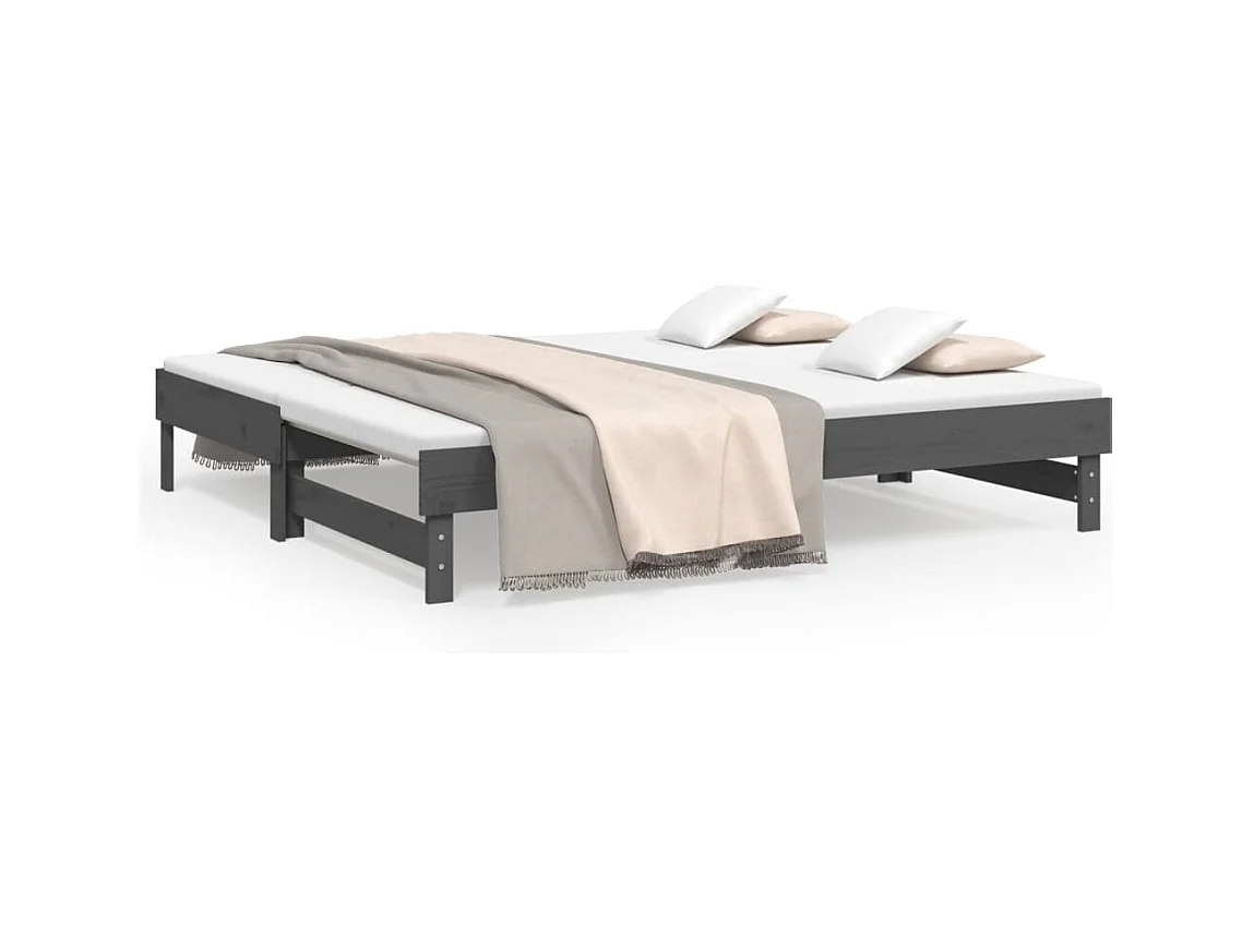Cama nido - 90x190 cm extraíble madera maciza de pino gris ES57960