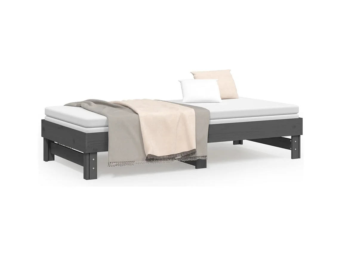 Cama nido - 90x190 cm extraíble madera maciza de pino gris ES57960