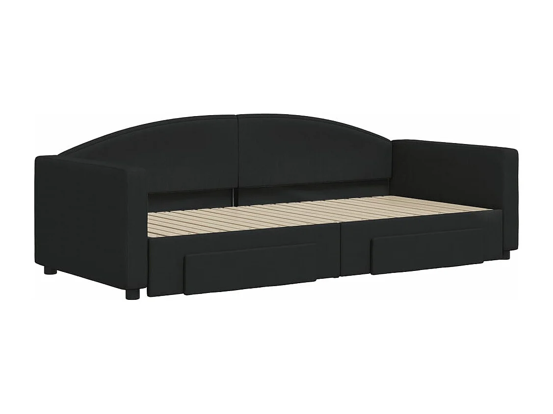 Cama nido - 90x200 cm con cajones tela negro ES17431