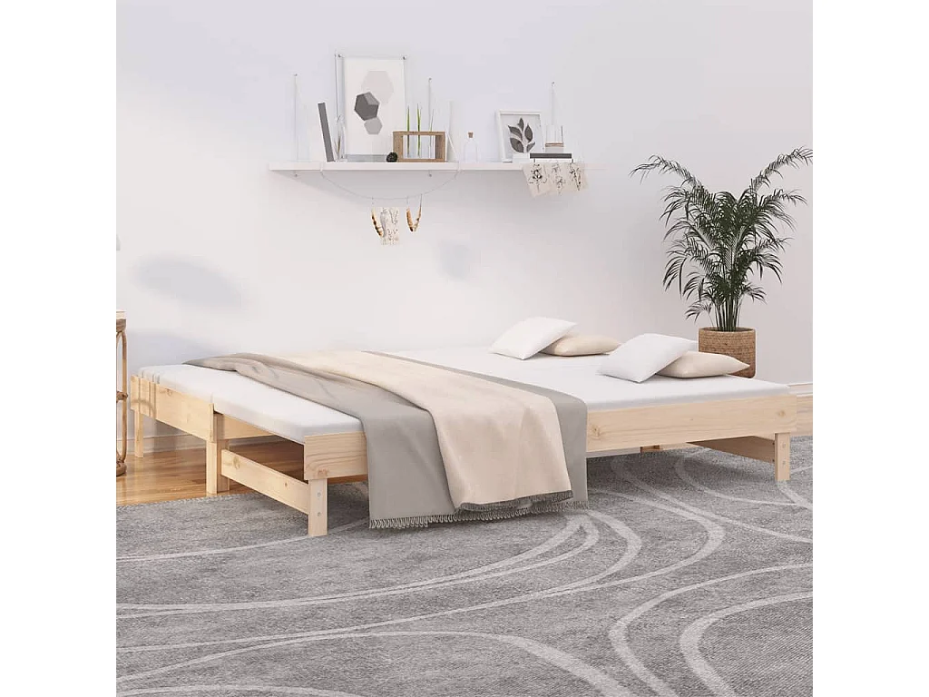 Lit gigogne 2x(100x200) cm Bois de pin massif HOQW74112