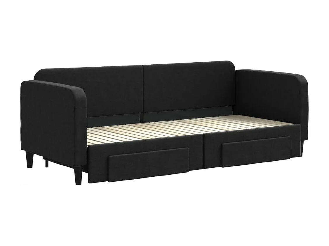 Lit gigogne et tiroirs noir 80x200 cm tissu WVGQ4685