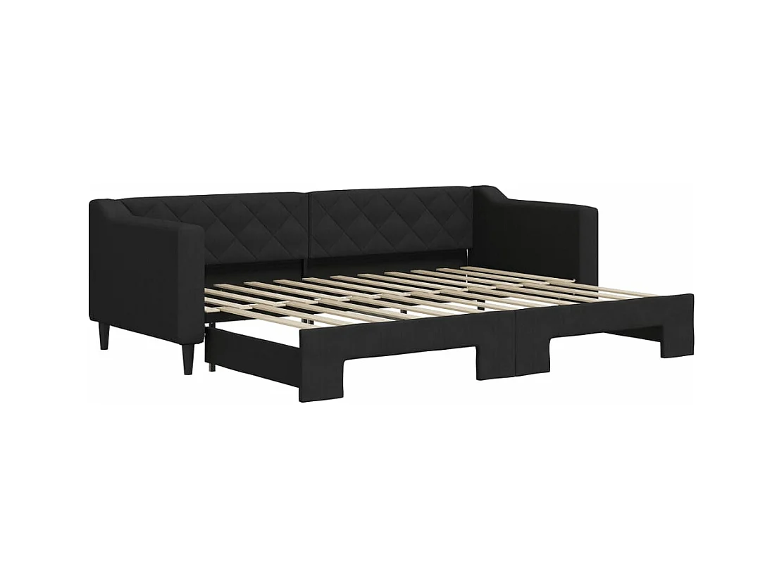 Tagesbett Ausziehbar,Ausziehbett Schwarz 80x200 cm Stoff -gkd64217