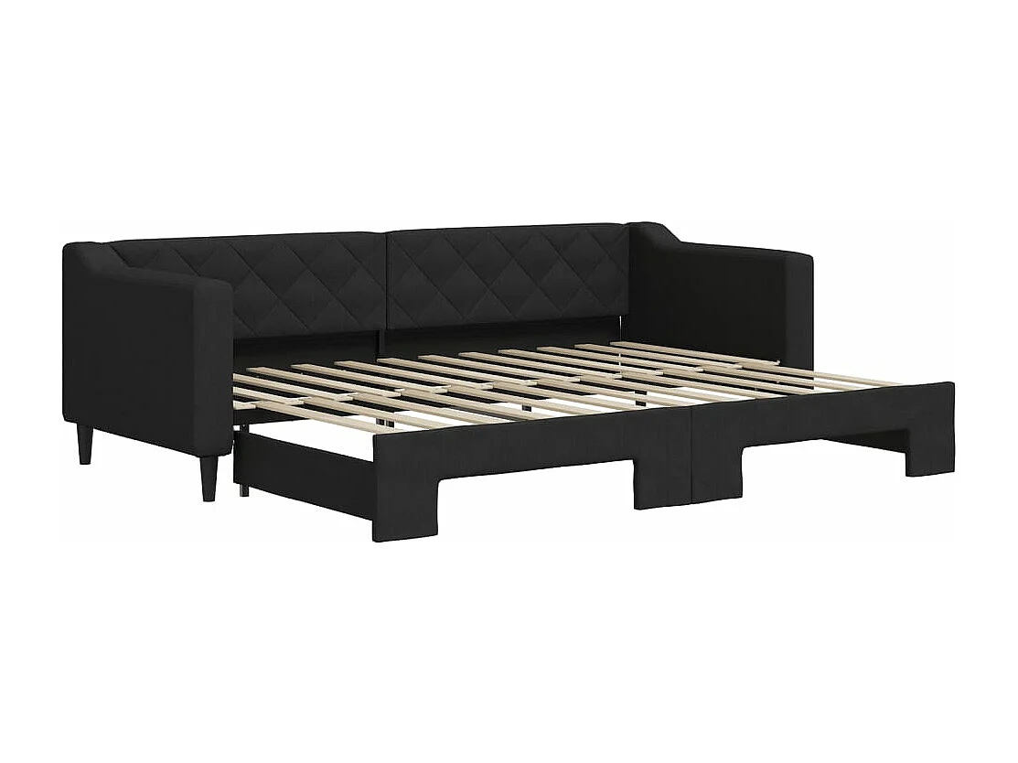 Lit gigogne noir 80x200 cm tissu WVGQ5769