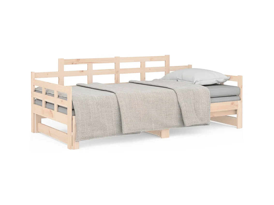 Lit gigogne Bois de pin solide 2x(90x200) cm HOQW72972