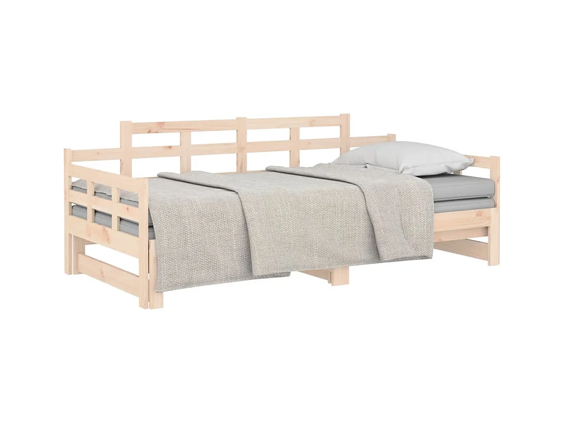 Lit gigogne Bois de pin solide 2x(90x200) cm HOQW72972