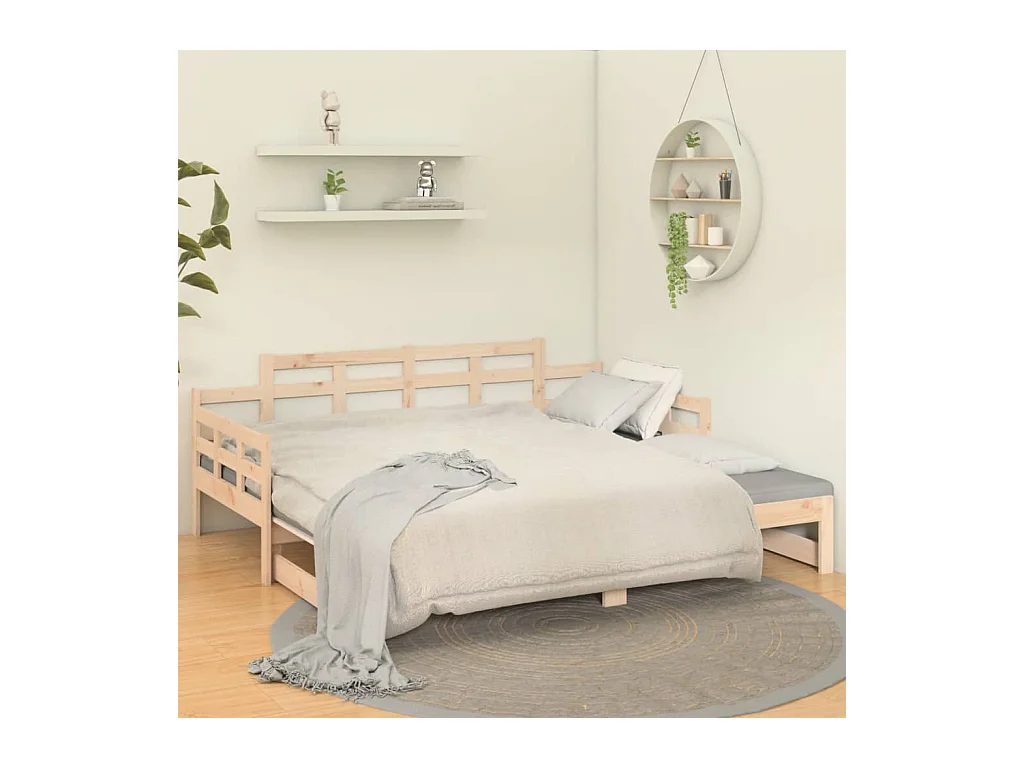 Lit gigogne Bois de pin solide 2x(90x200) cm HOQW72972