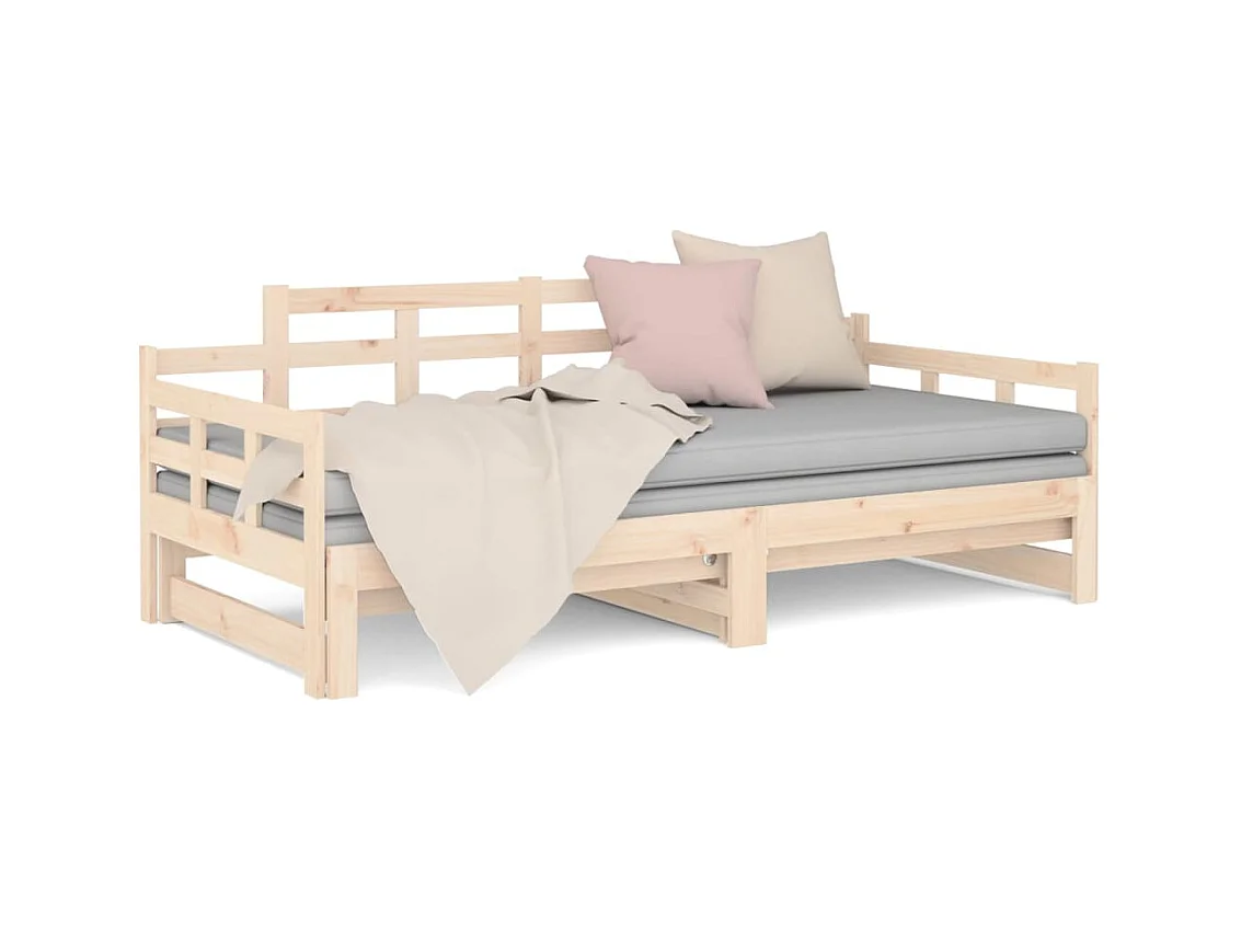Lit gigogne Bois de pin solide 2x(90x200) cm HOQW72972