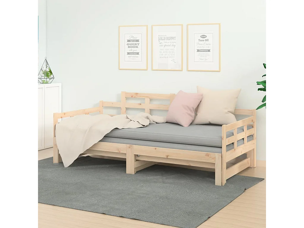 Lit gigogne Bois de pin solide 2x(90x200) cm HOQW72972