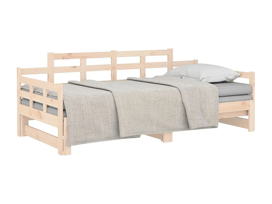 Lit gigogne Bois de pin solide 2x(90x200) cm HOQW72972