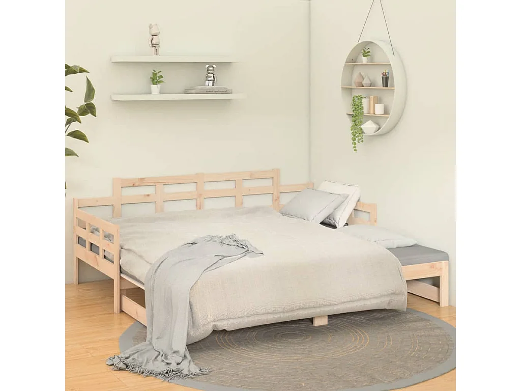 Lit gigogne Bois de pin solide 2x(90x200) cm HOQW72972