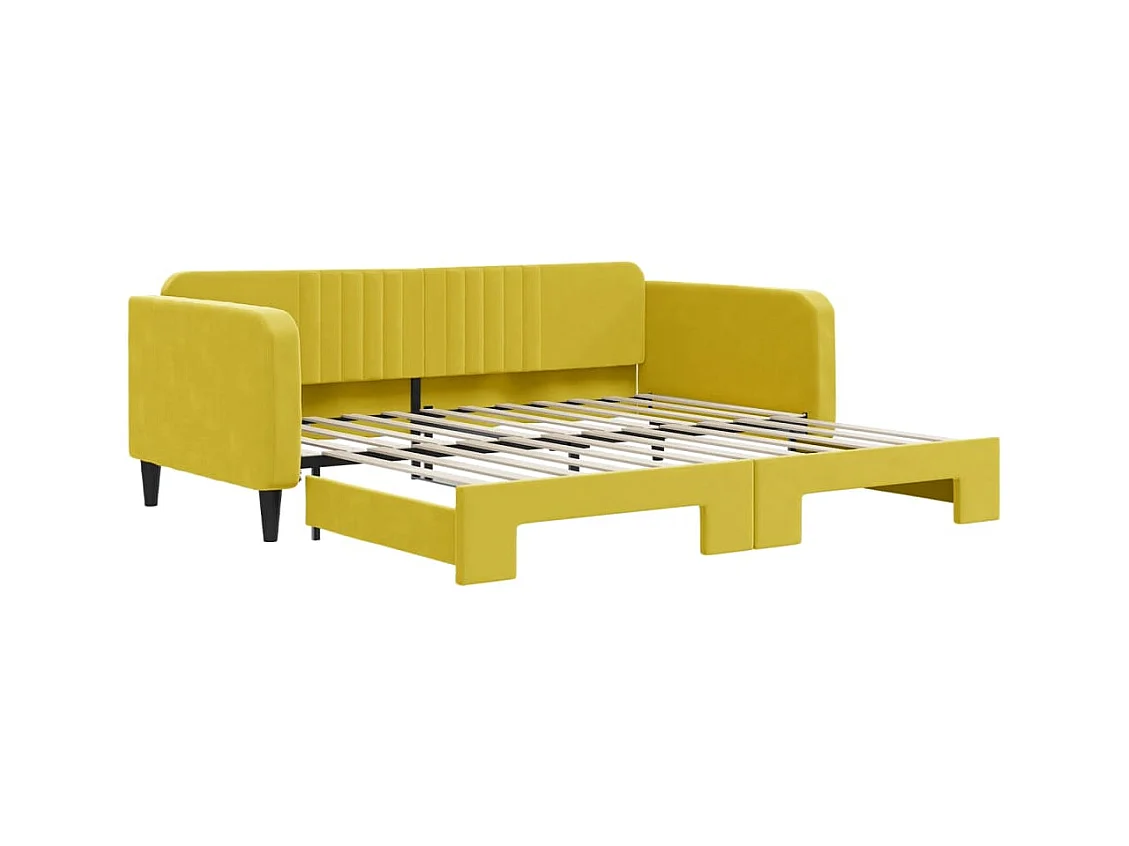 Cama nido - 100x200 cm terciopelo amarillo ES15866