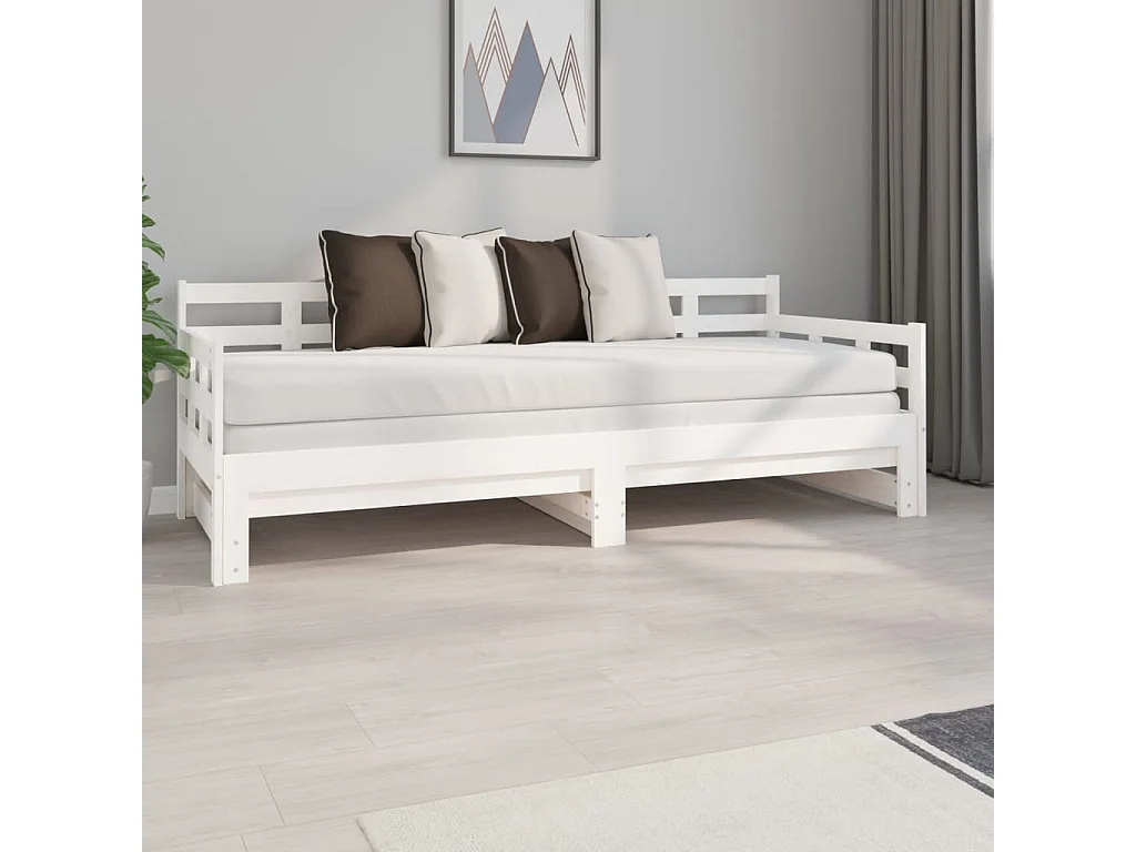 Tagesbett Ausziehbar,Ausziehbett Weiß Massivholz Kiefer 2x(80x200) cm -gkd69160
