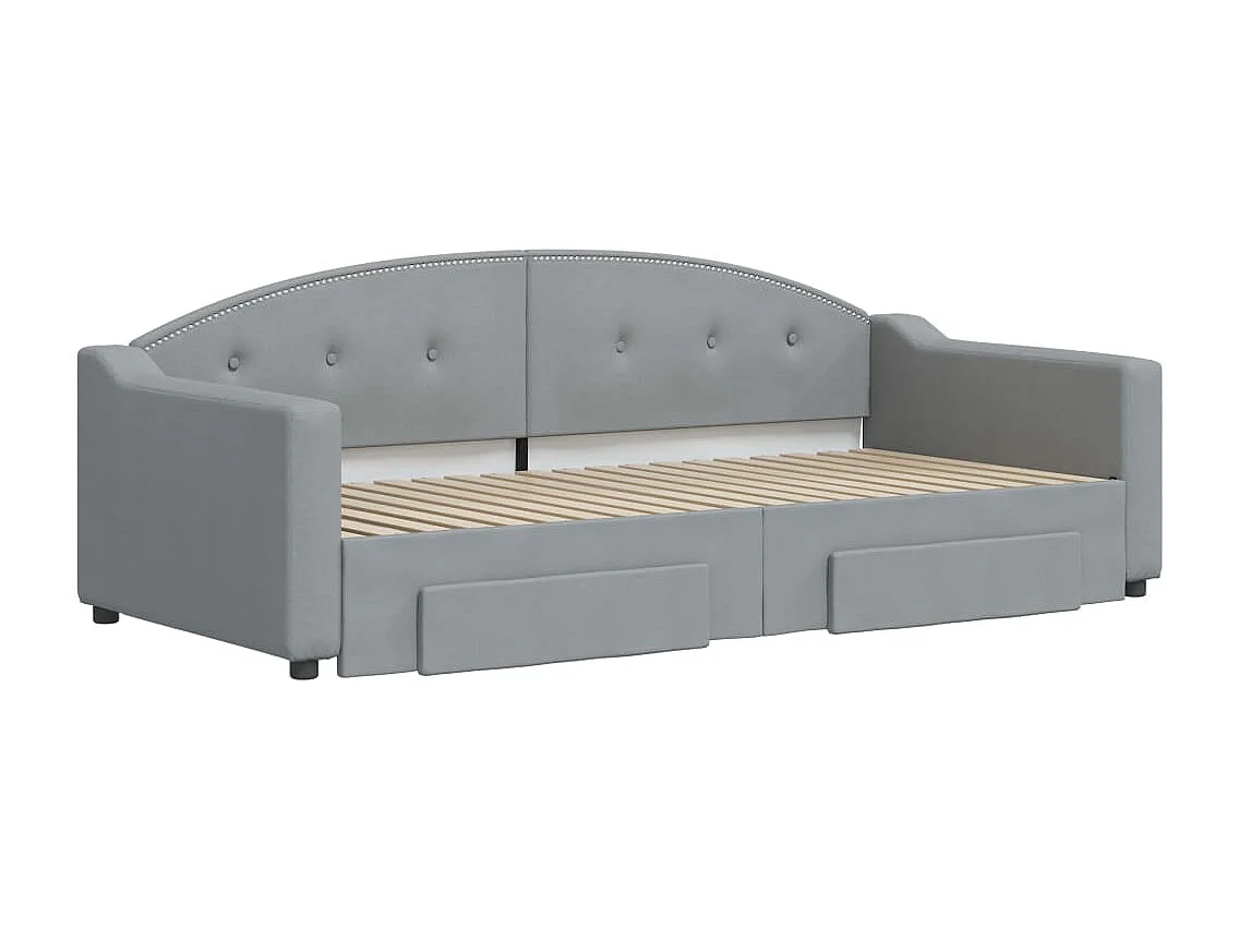 Tagesbett Ausziehbar,Ausziehbett mit Schubladen Hellgrau 90x190 cm Stoff -gkd47808