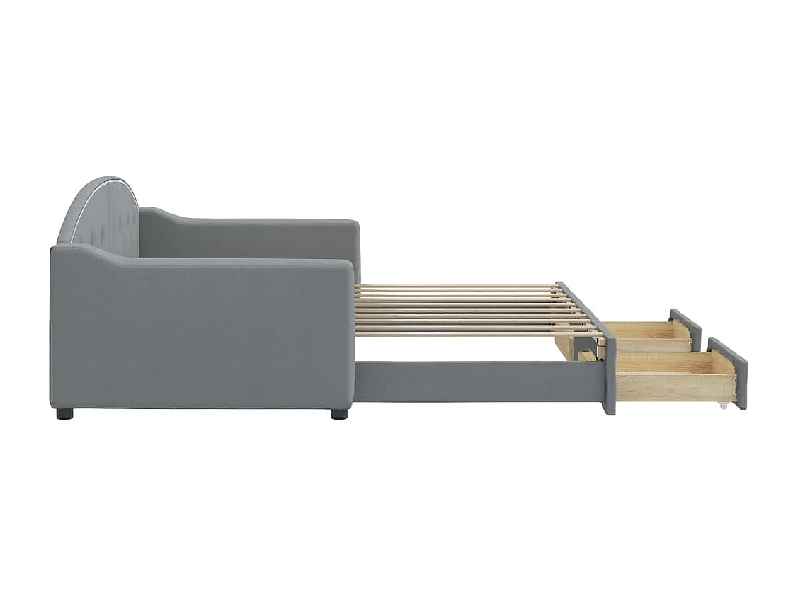 Tagesbett Ausziehbar,Ausziehbett mit Schubladen Hellgrau 90x190 cm Stoff -gkd47808