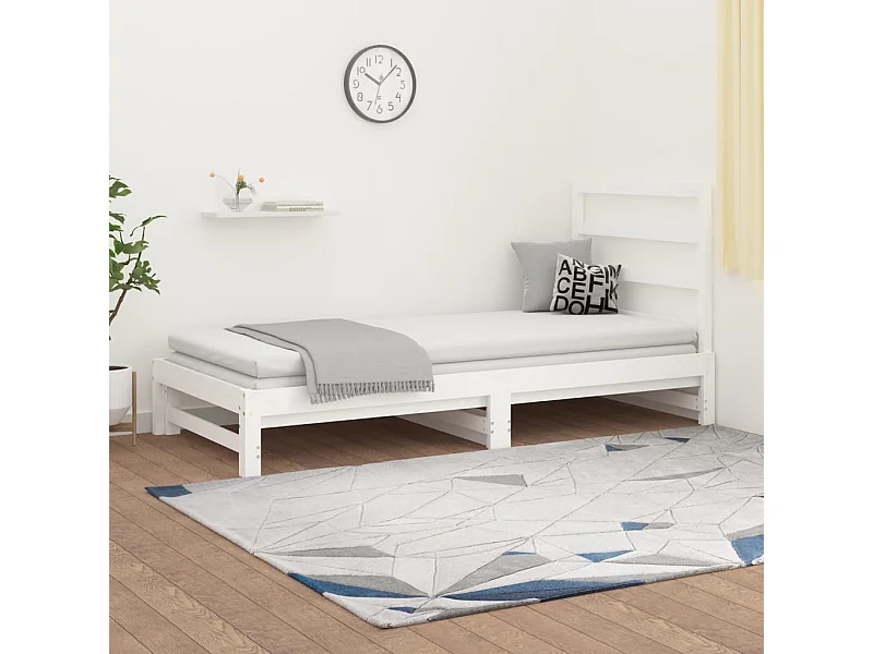 Tagesbett Ausziehbar,Ausziehbett Weiß 2x(90x200) cm Massivholz Kiefer -gkd82914