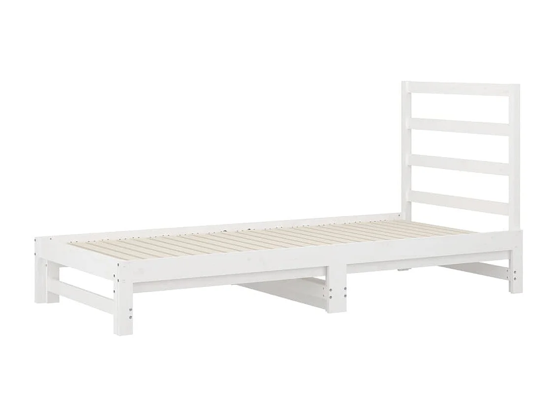 Lit gigogne Blanc 2x(90x200) cm Bois de pin massif HOQW58542