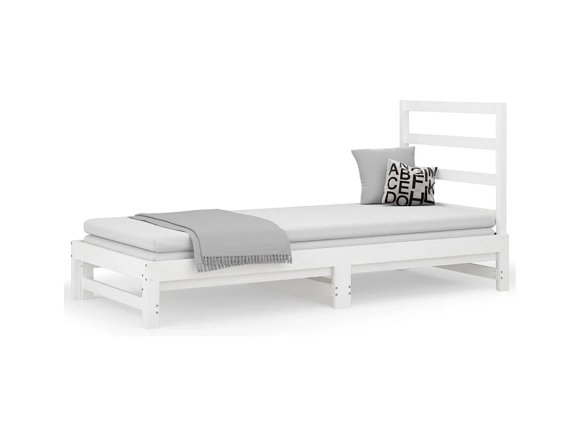 Tagesbett Ausziehbar,Ausziehbett Weiß 2x(90x200) cm Massivholz Kiefer -gkd82914