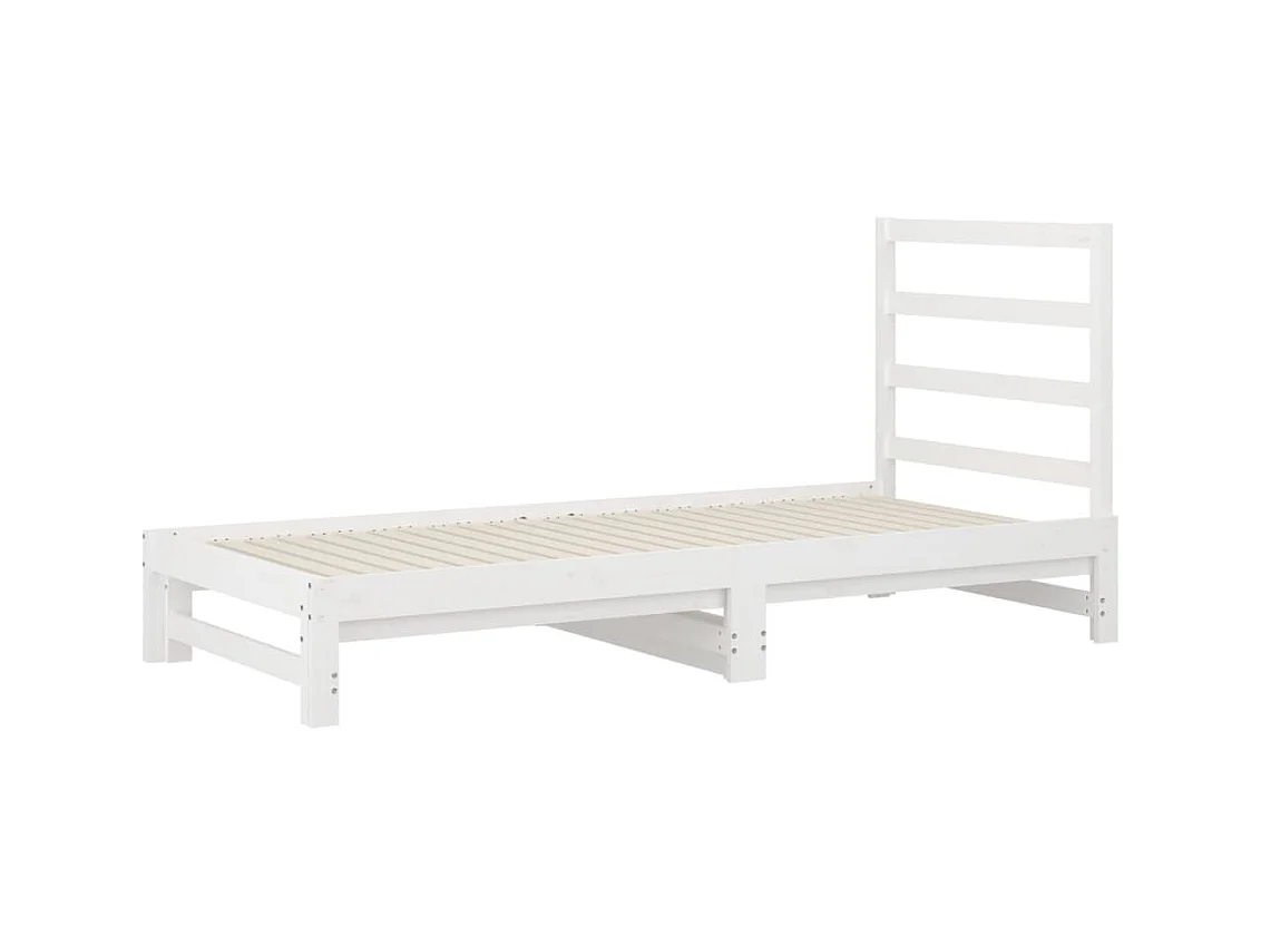 Tagesbett Ausziehbar,Ausziehbett Weiß 2x(90x200) cm Massivholz Kiefer -gkd82914
