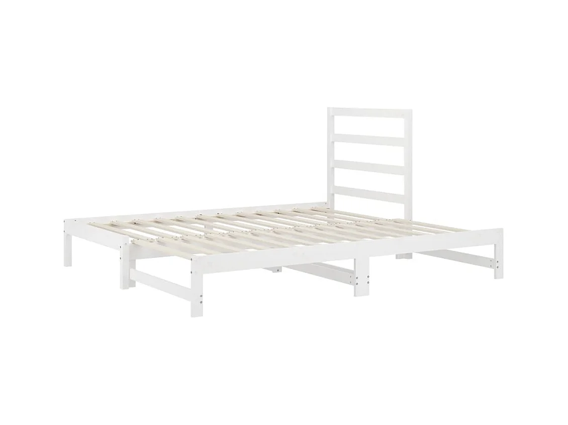 Tagesbett Ausziehbar,Ausziehbett Weiß 2x(90x200) cm Massivholz Kiefer -gkd82914