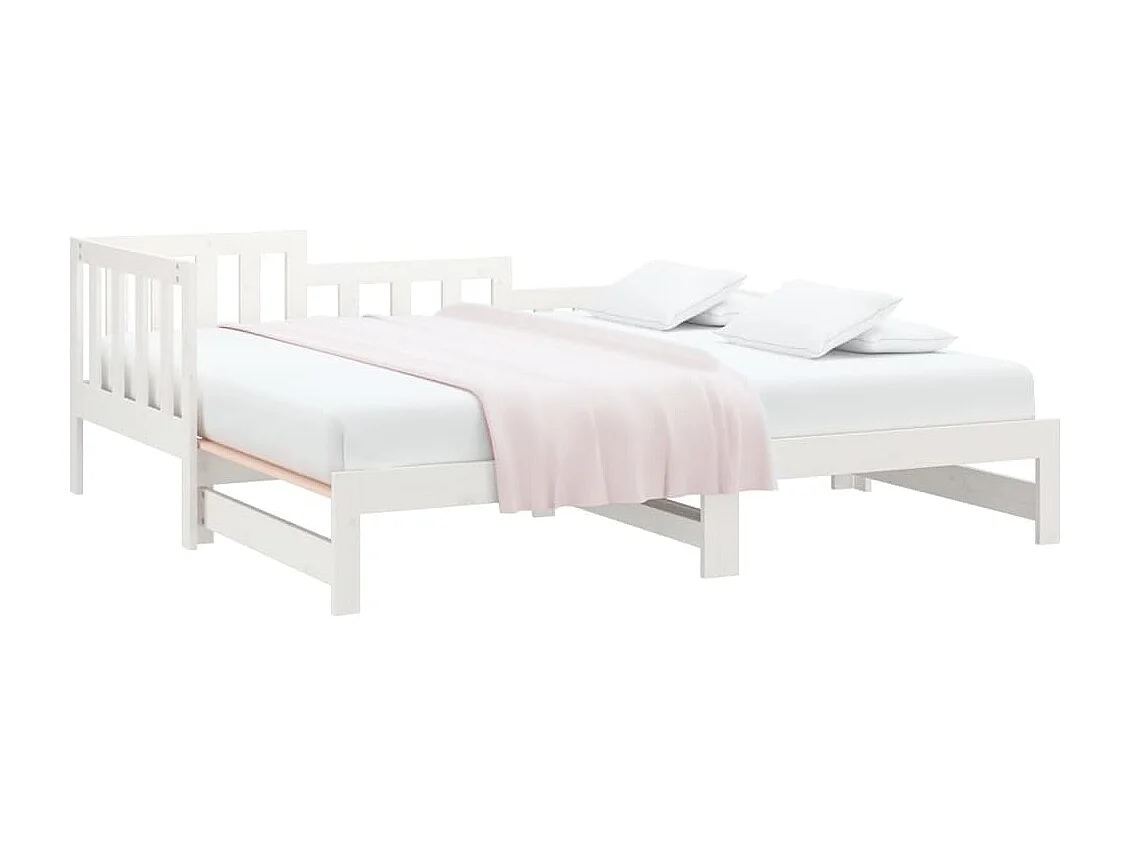 Tagesbett Ausziehbar,Ausziehbett Weiß 2x(80x200) cm Massivholz Kiefer -gkd80390