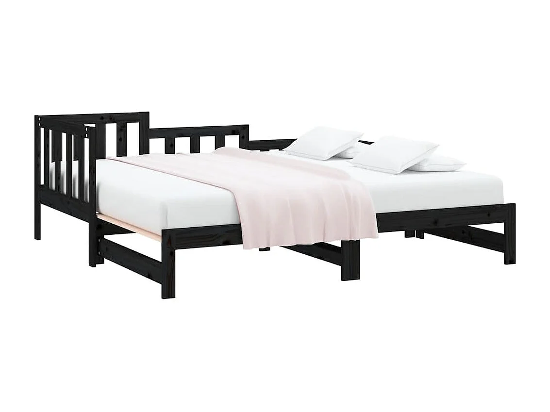 Cama nido - 80x200 cm extraíble madera maciza de pino negro ES77790