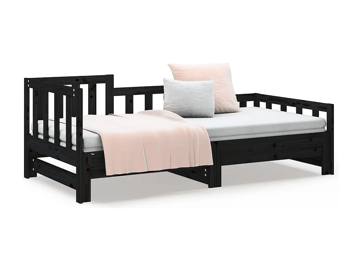 Cama nido - 80x200 cm extraíble madera maciza de pino negro ES77790