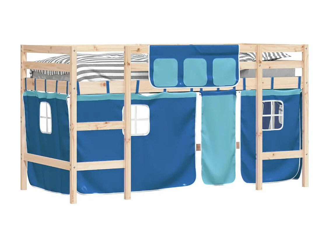 Kinderhoogslaper met gordijnen 80x200 cm grenenhout blauw NL81810