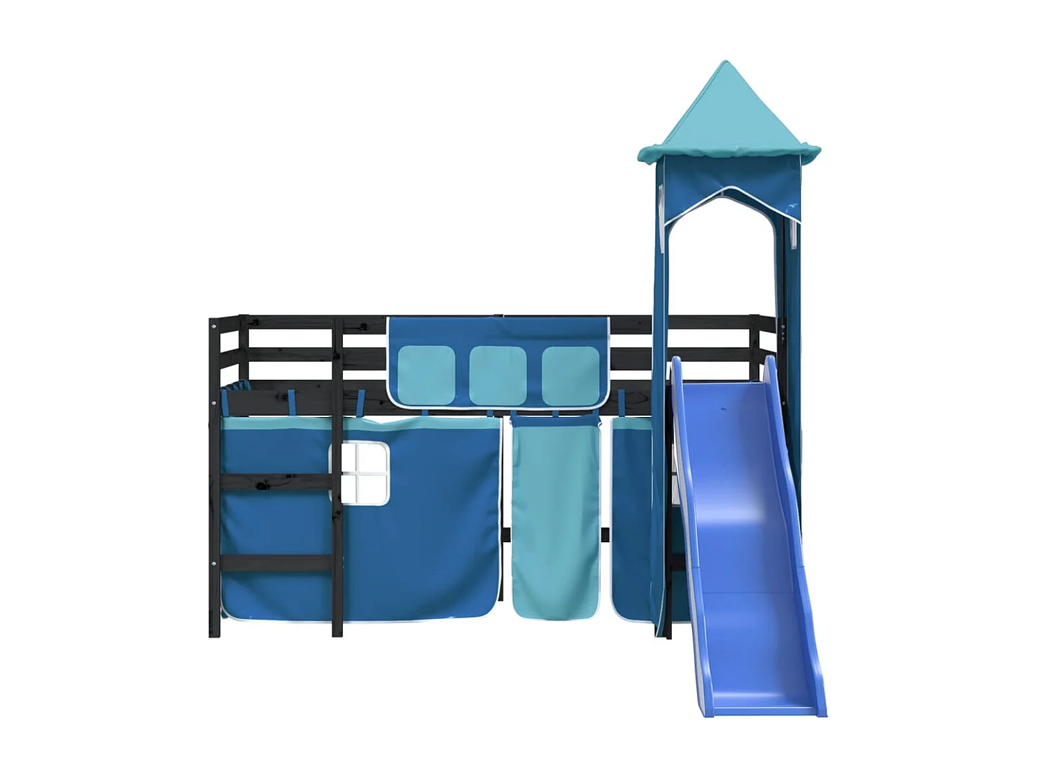 Cama alta -80x200 cm para niños con torre madera pino azul ES30027