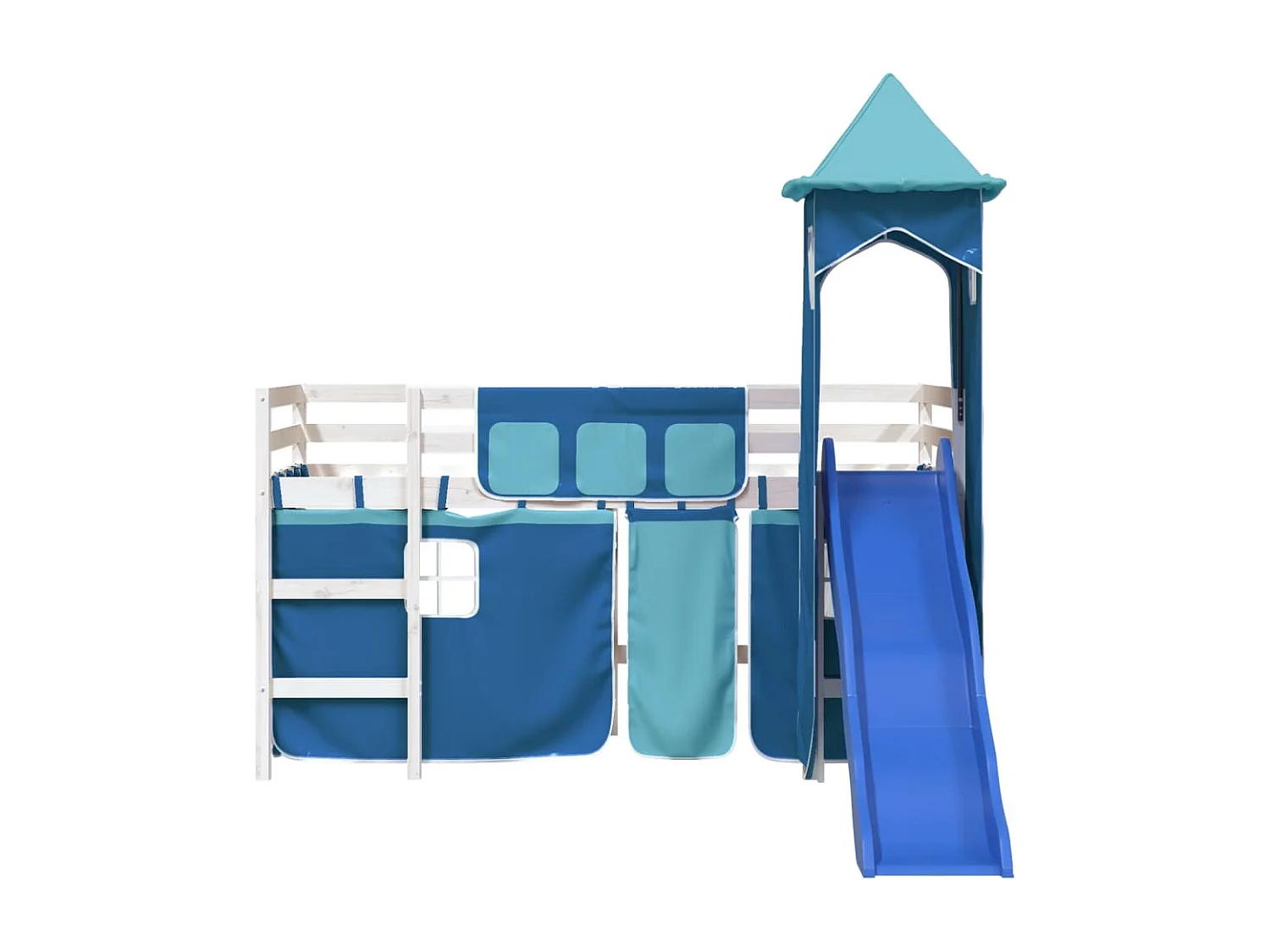 Lit mezzanine enfants avec tour bleu 90x190 cm bois pin massif HOQW35216