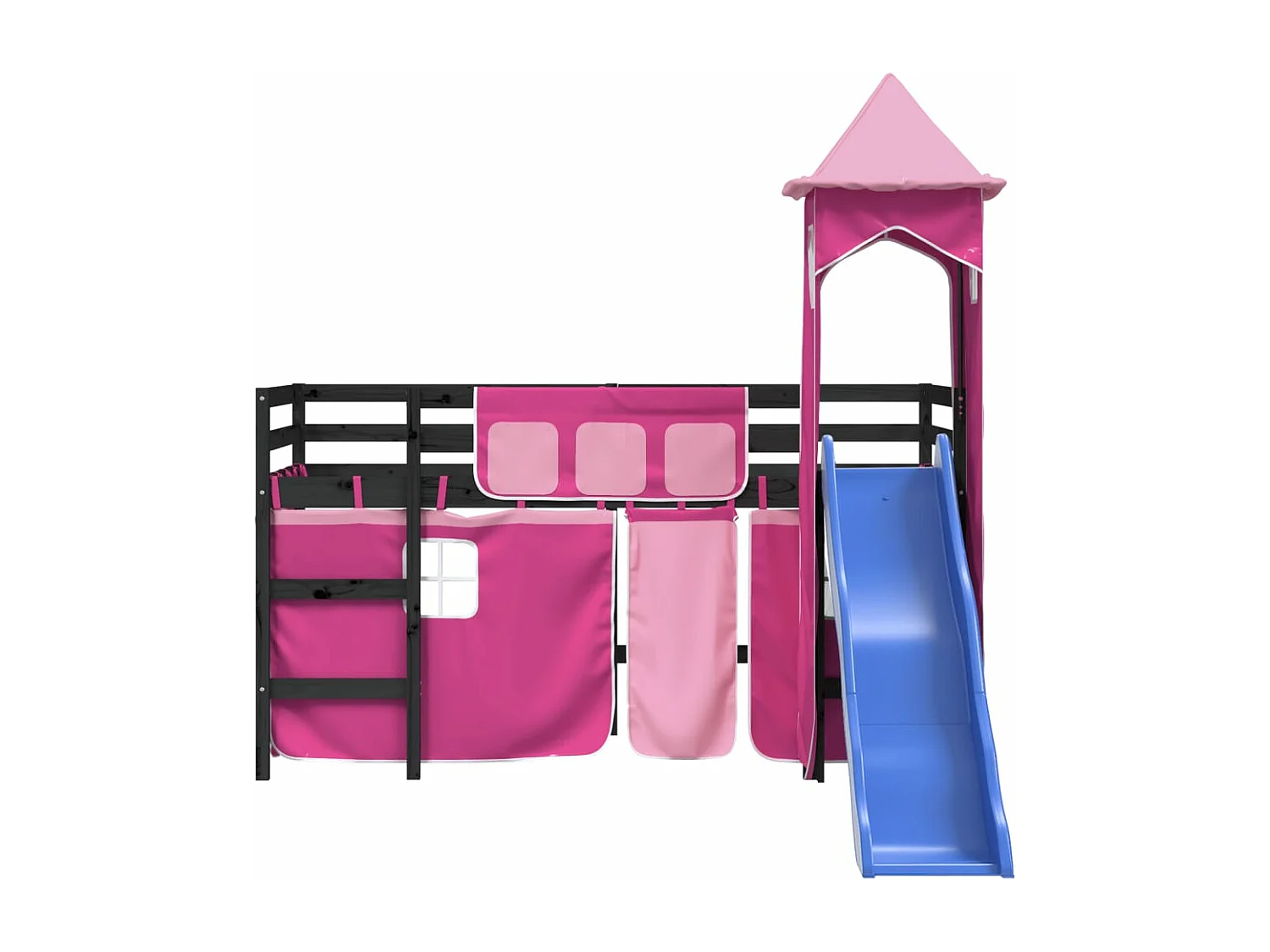 Lit mezzanine enfants avec tour rose 80x200cm bois pin massif HOQW53825