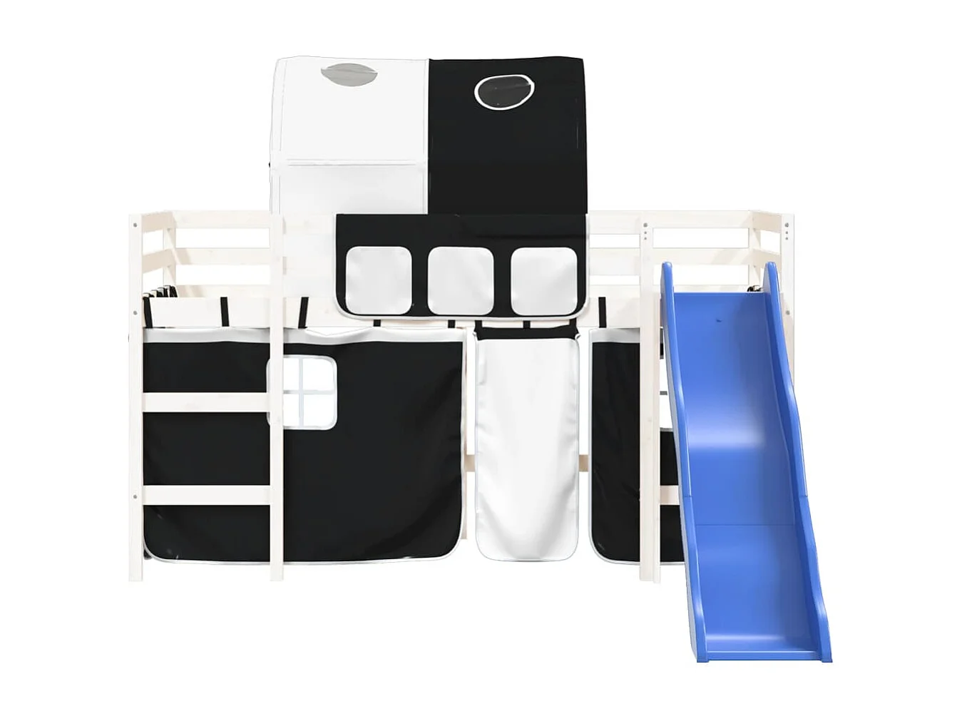 Cama alta -80x200 cm niños con túnel madera pino blanco negro ES76719