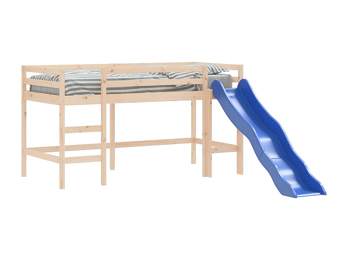 Lit mezzanine enfants toboggan 80x200 cm bois pin massif HOQW89723