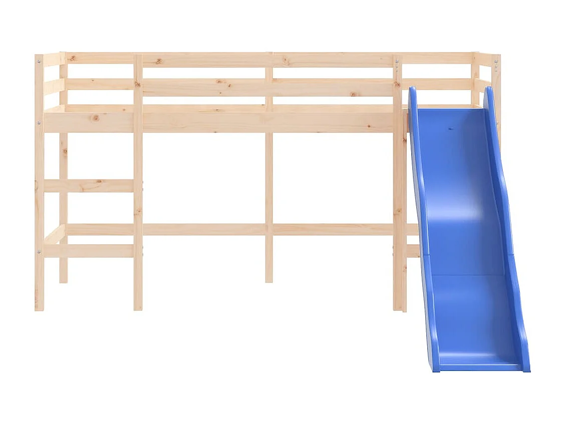 Lit mezzanine enfants toboggan 80x200 cm bois pin massif HOQW89723